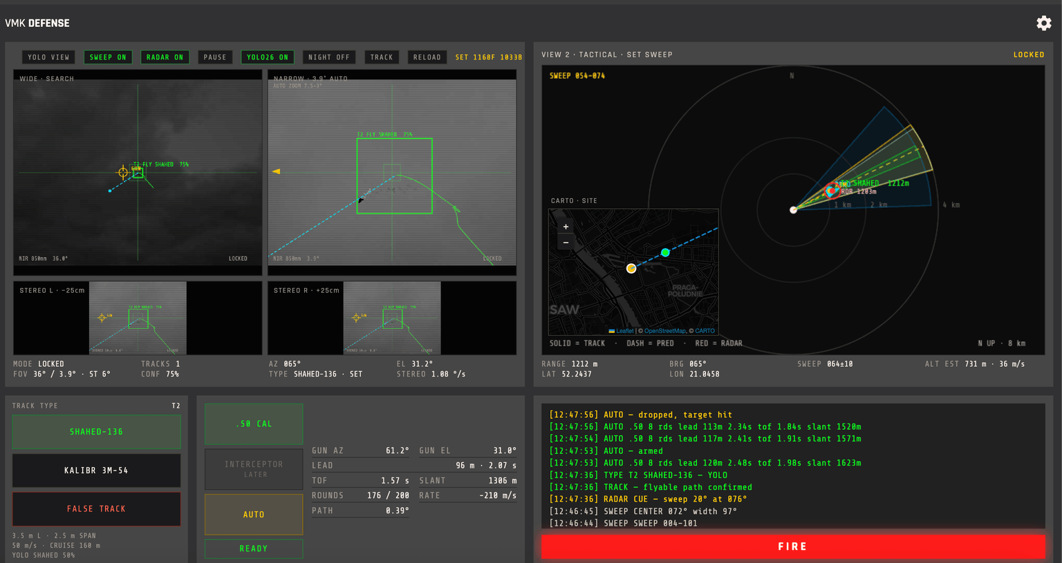 Operator console at the moment of intercept