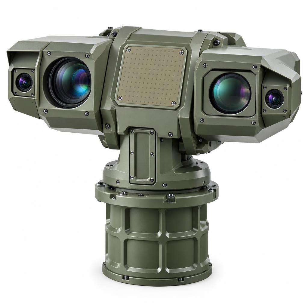The VMK sensor head: search and narrow imagers on either side of a stabilized gimbal